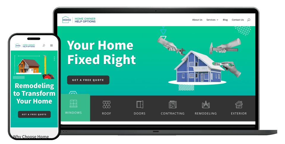 Home Owner Help Options platform and homeowner resources shown across devices